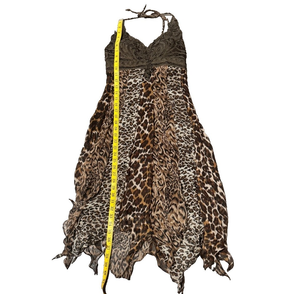 Cache Silk Leopard Midi babydoll Dress 6 Y2K Vintage Animal Print Fairycore - Picture 3 of 7
